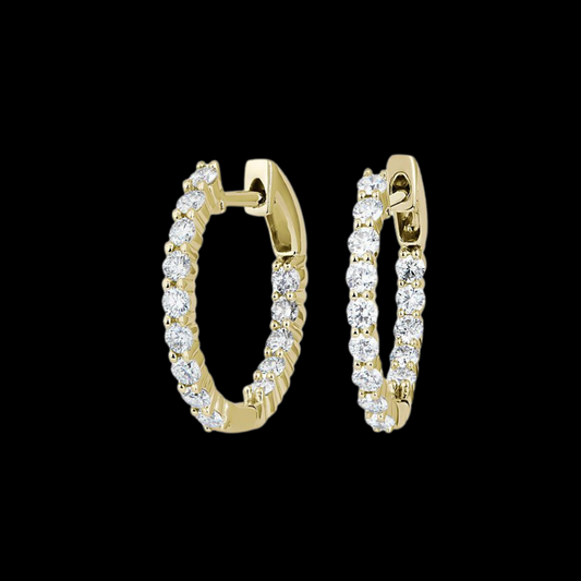 1ctw Diamond Hoop Earrings 14K Yellow Gold