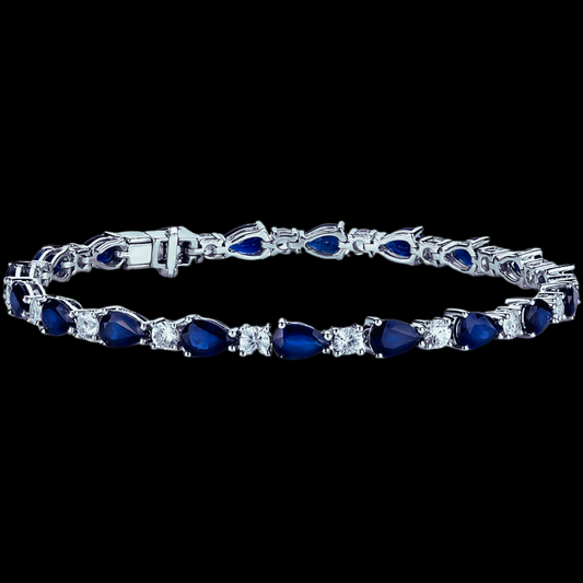 Blue and White Sapphire Bracelet White