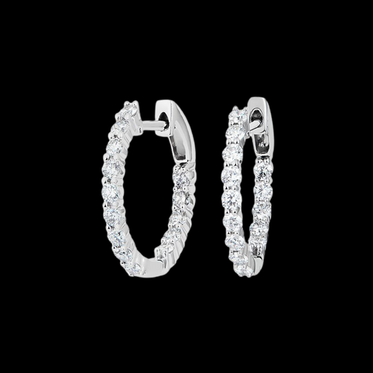 1ctw Diamond Hoop Earrings 14K White Gold