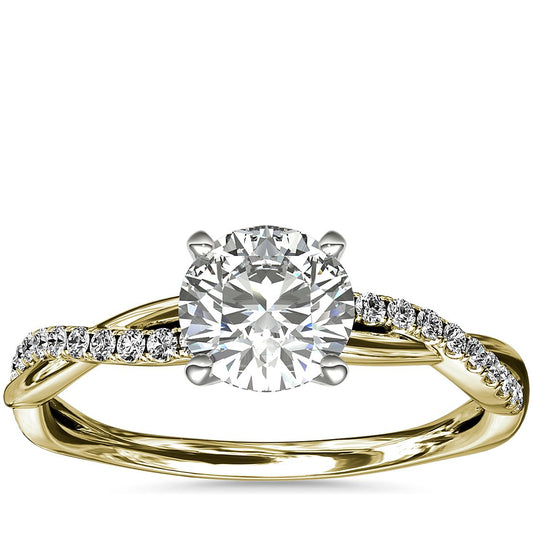Icedout Twist Diamond Engagement Ring 14K Yellow