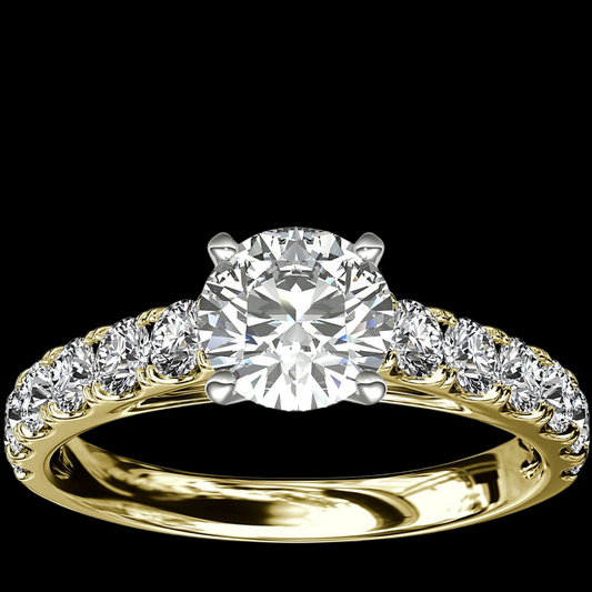 0.50ctw Pave Design Engagement Ring 14K Yellow