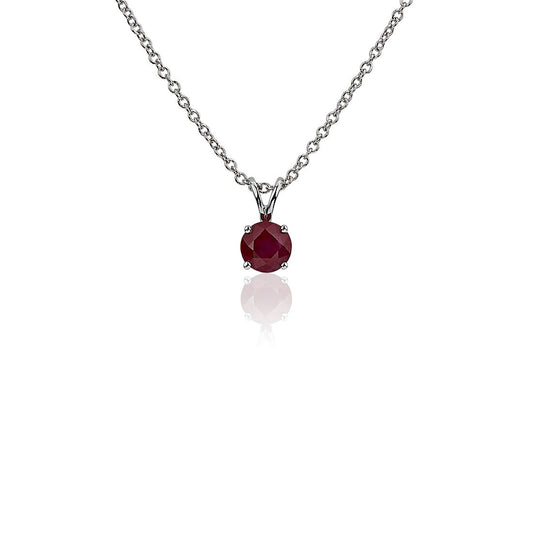 Ruby Solitaire Pendant 14K White Gold