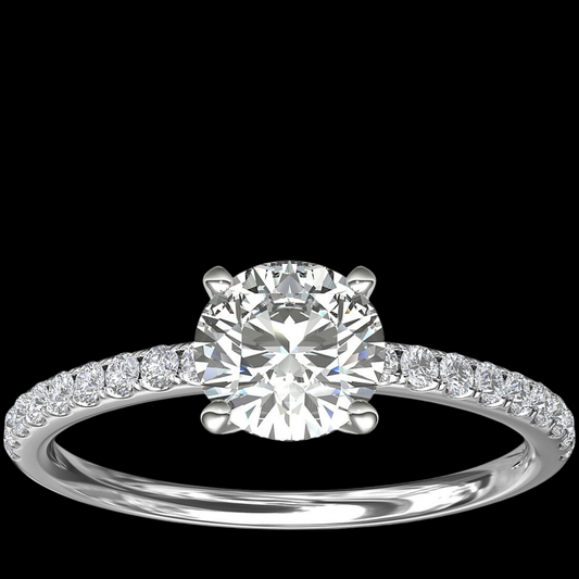 Pave Diamond Engagement Ring 14K White