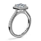 Princess-Cut Bridge Halo Diamond Engagement Ring 14K White