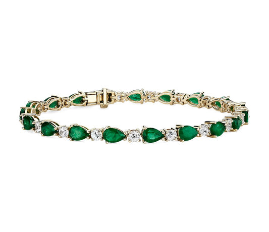 Emerald and White Sapphire Bracelet Yellow