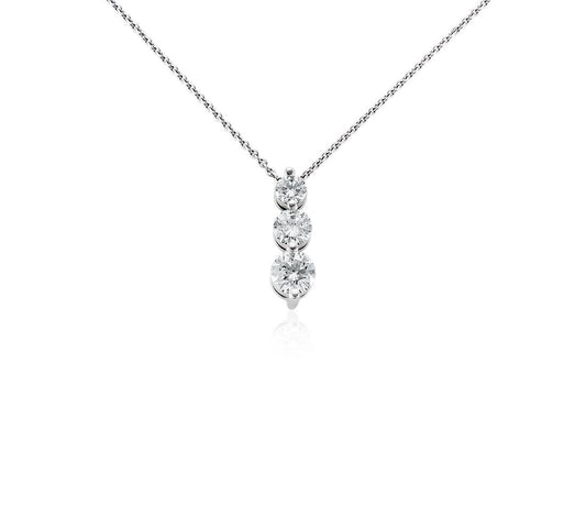 Three-Stone Drop Diamond Pendant 14K White