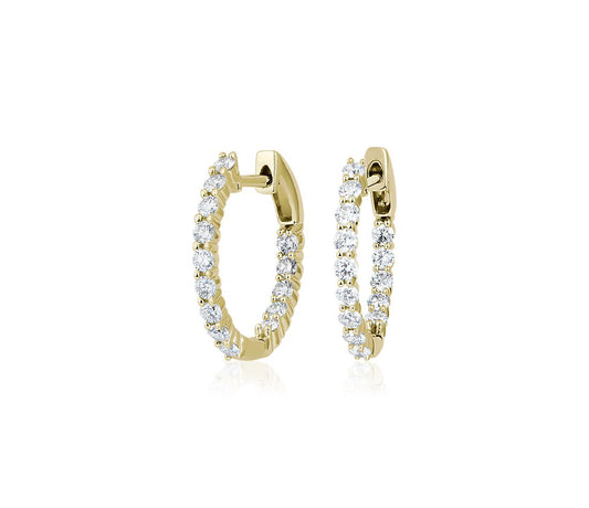1ctw Diamond Hoop Earrings 14K Yellow Gold