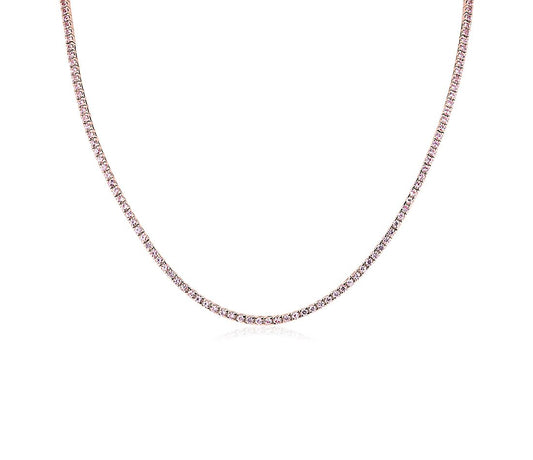 Pink Sapphire Eternity Necklace 14K Rose
